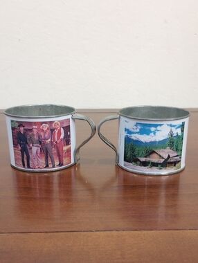 Ponderosa Ranch "Bonanza" Metal Cups, Set Of 2 - Vintage!